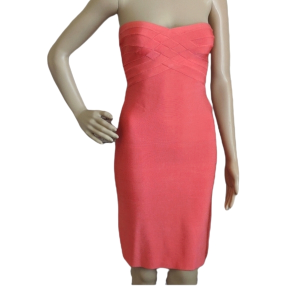 HERVE LEGER STRAPLESS BANDAGE FITTED DRESS
